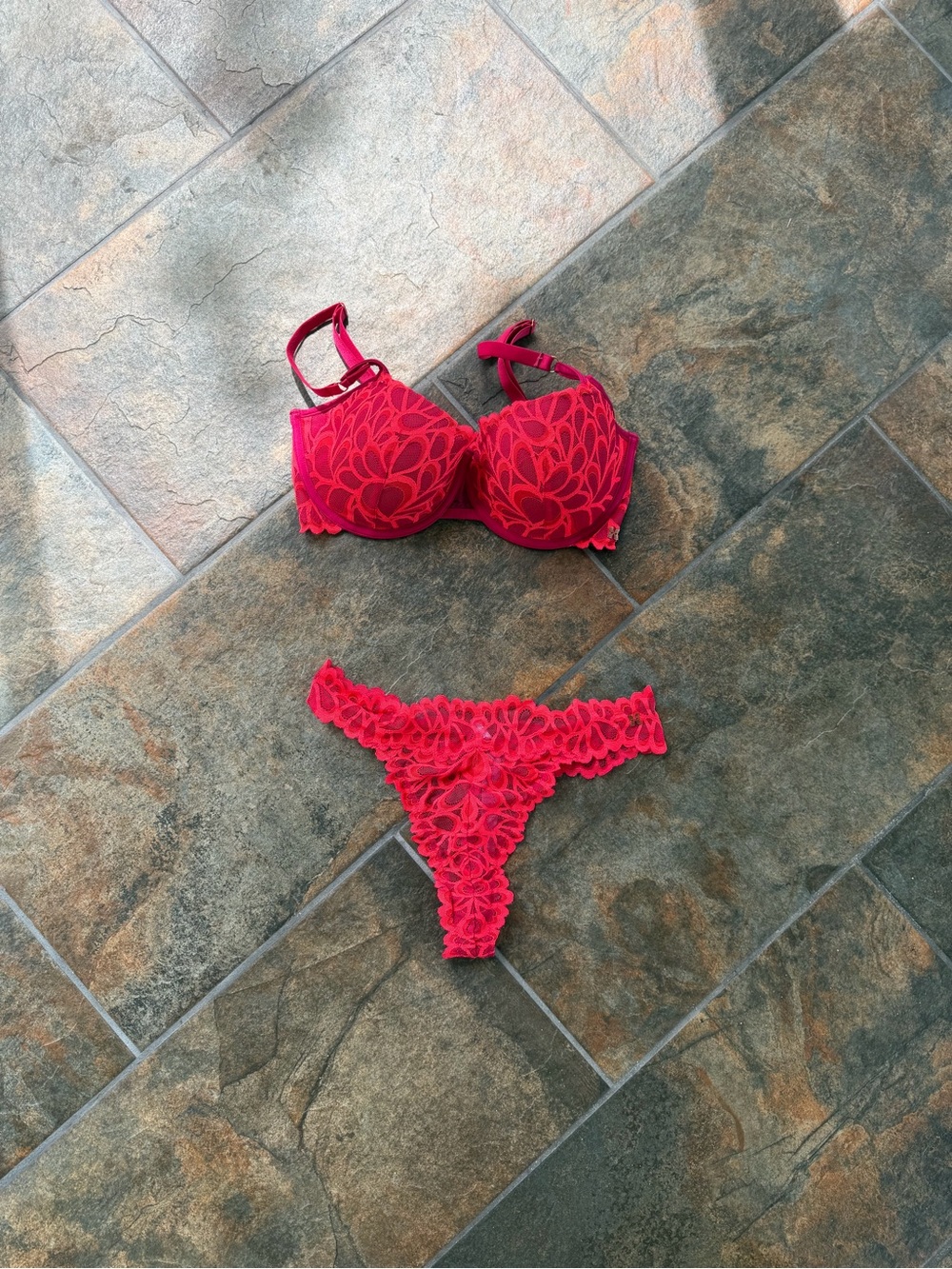 Savage X Fenty Red Lace Bikini Set